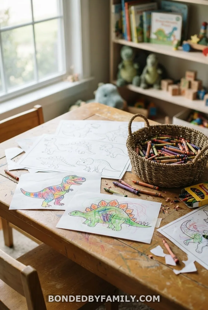 Dinosaur Coloring and Craft Station