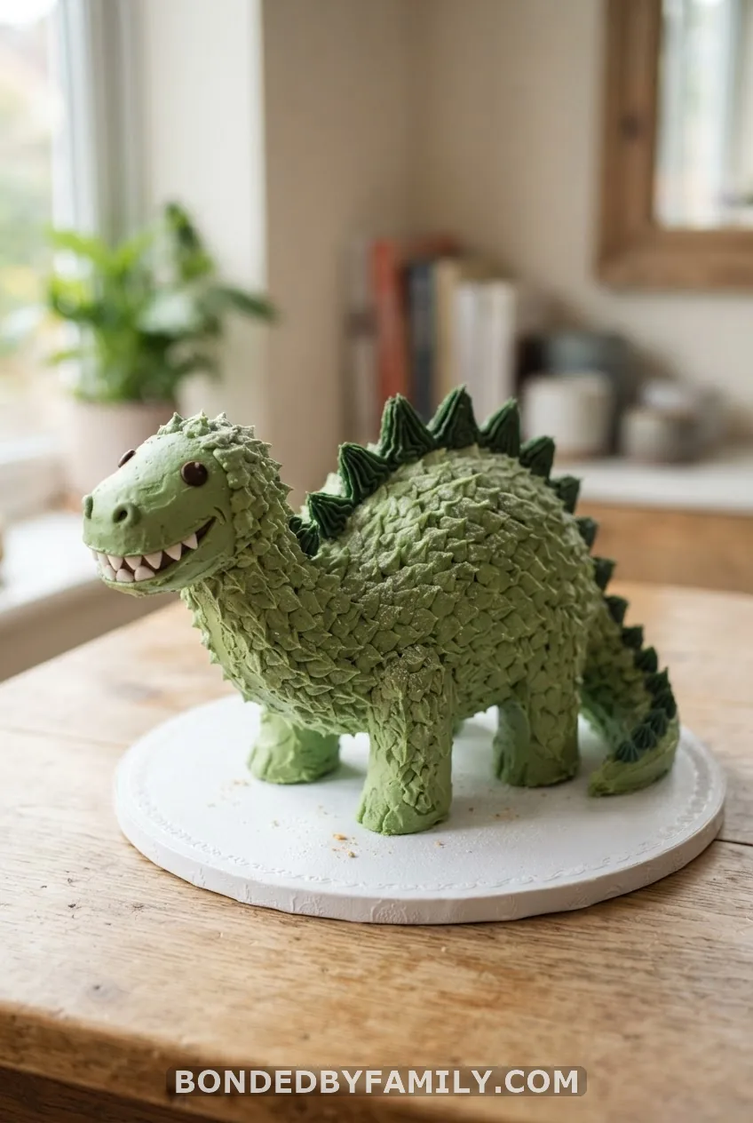 Shaped Dinosaur Pan Cake (Full Piping Build)