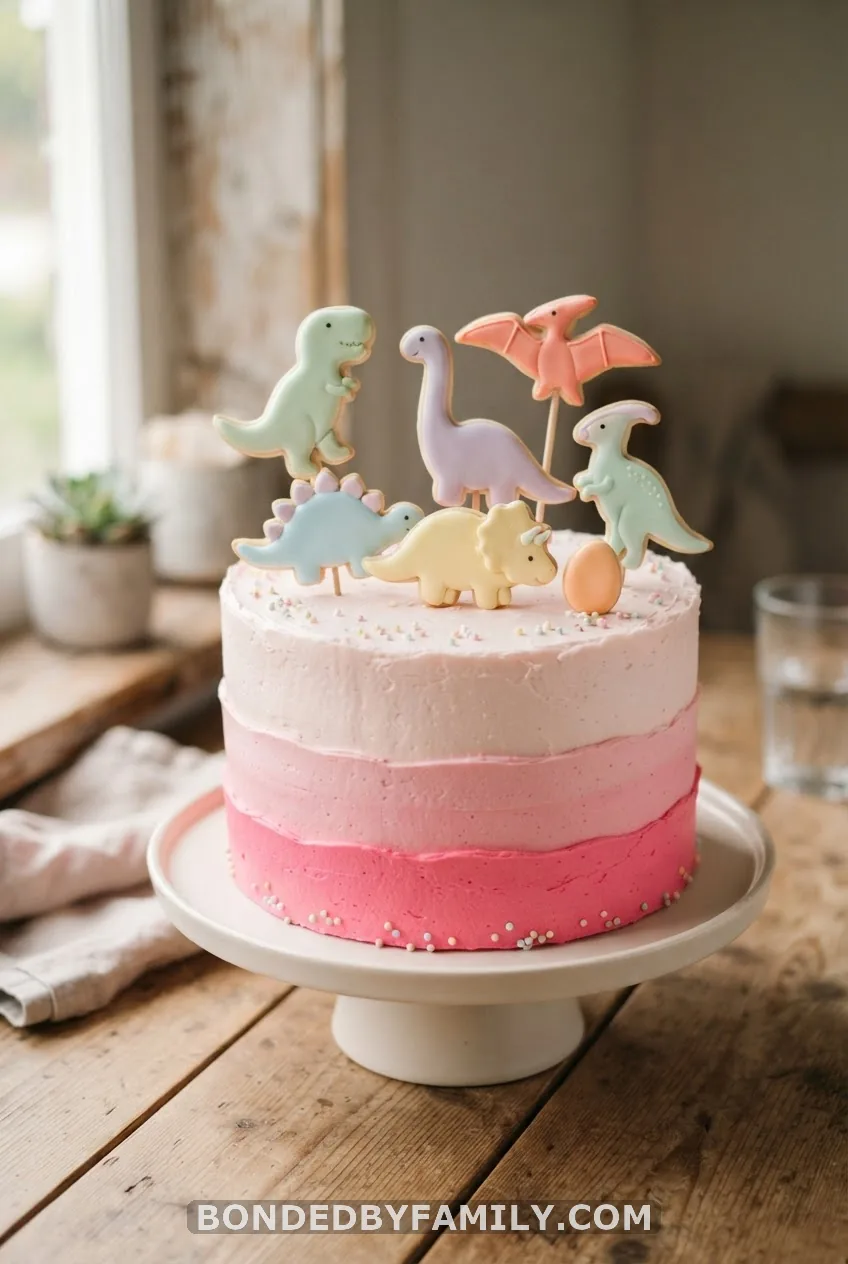 Pink Ombre Dinosaur Cake