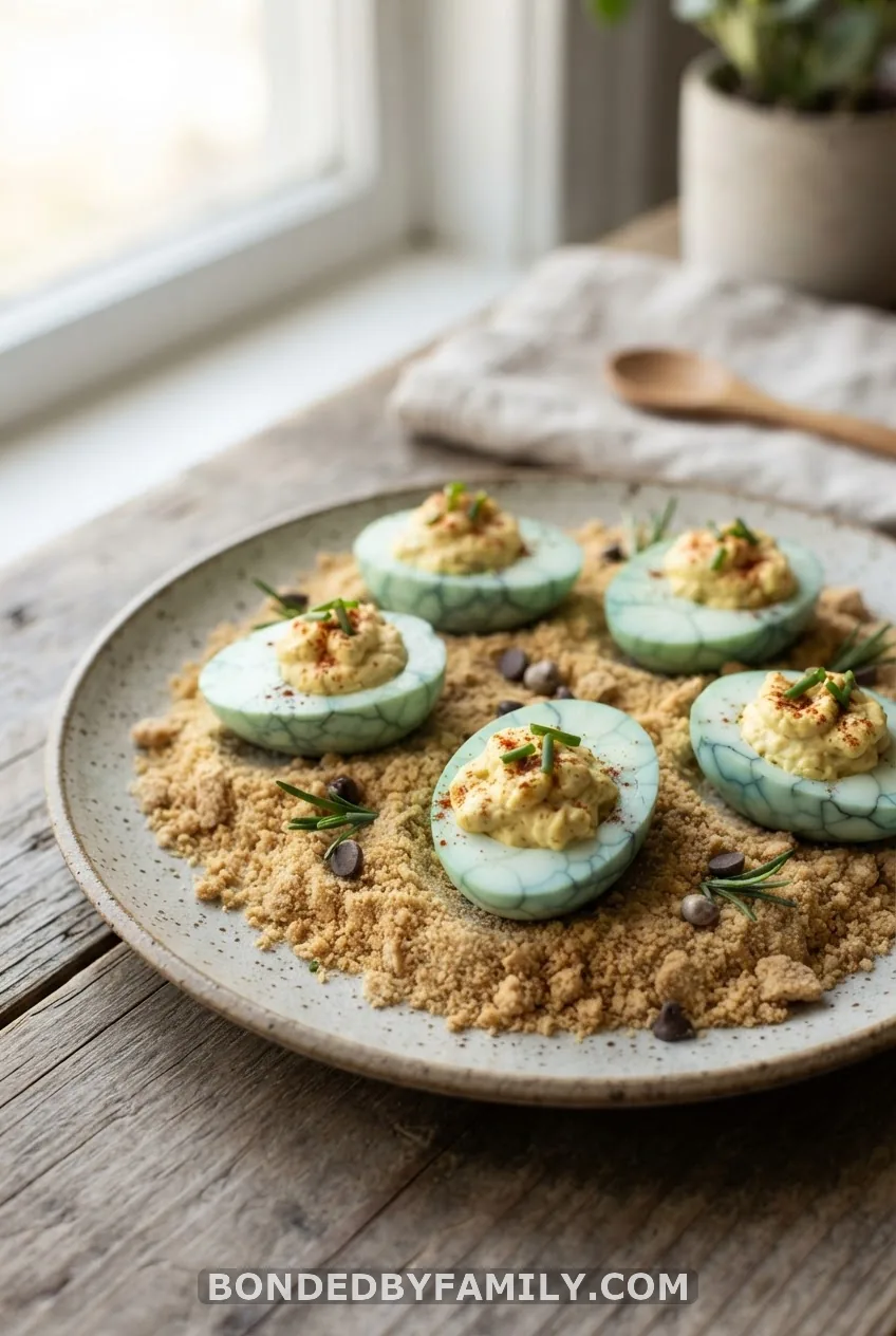 Cracked Dyed Deviled Eggs