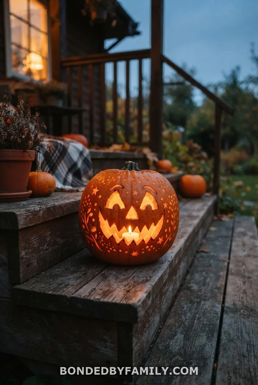 Carved "Baby" Pumpkin at Dusk