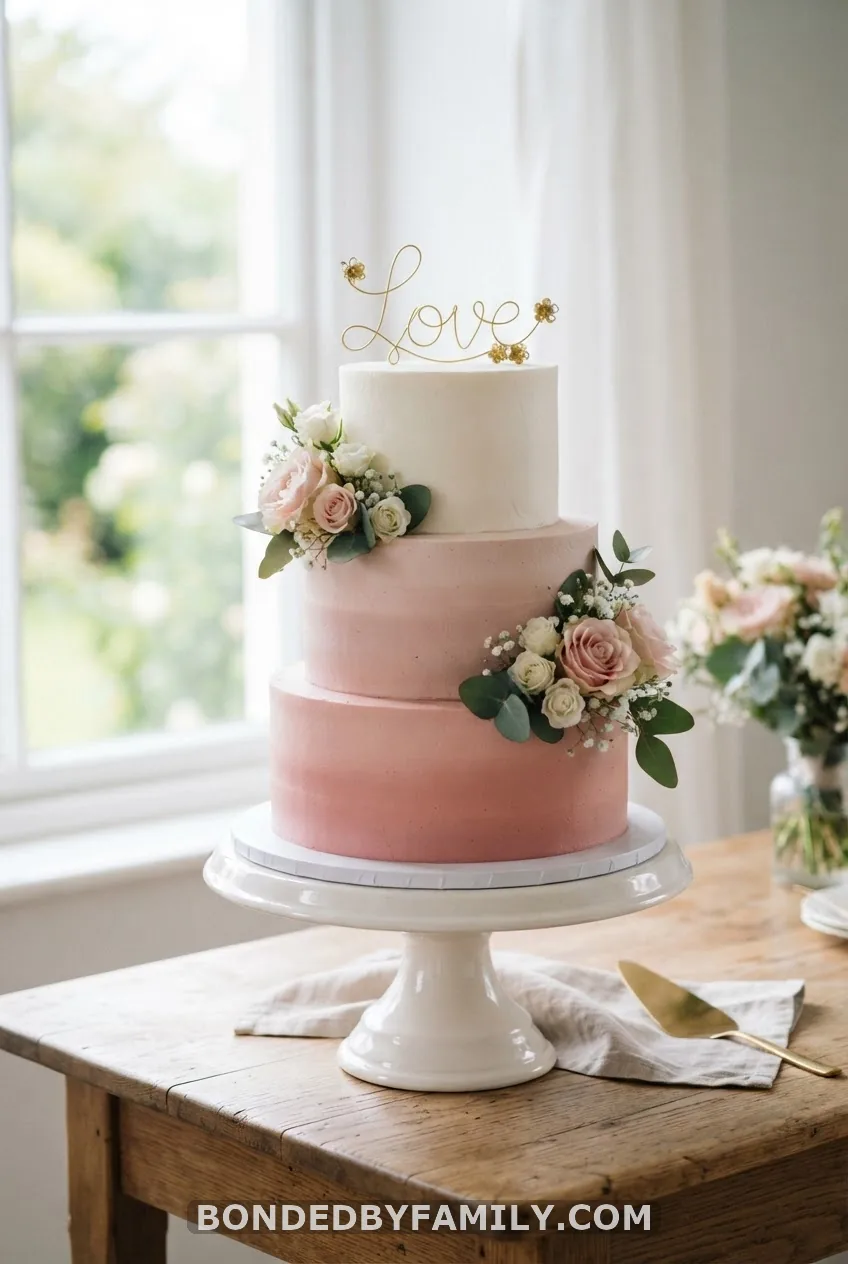 Classic Pink & Blue Ombre Buttercream Cake