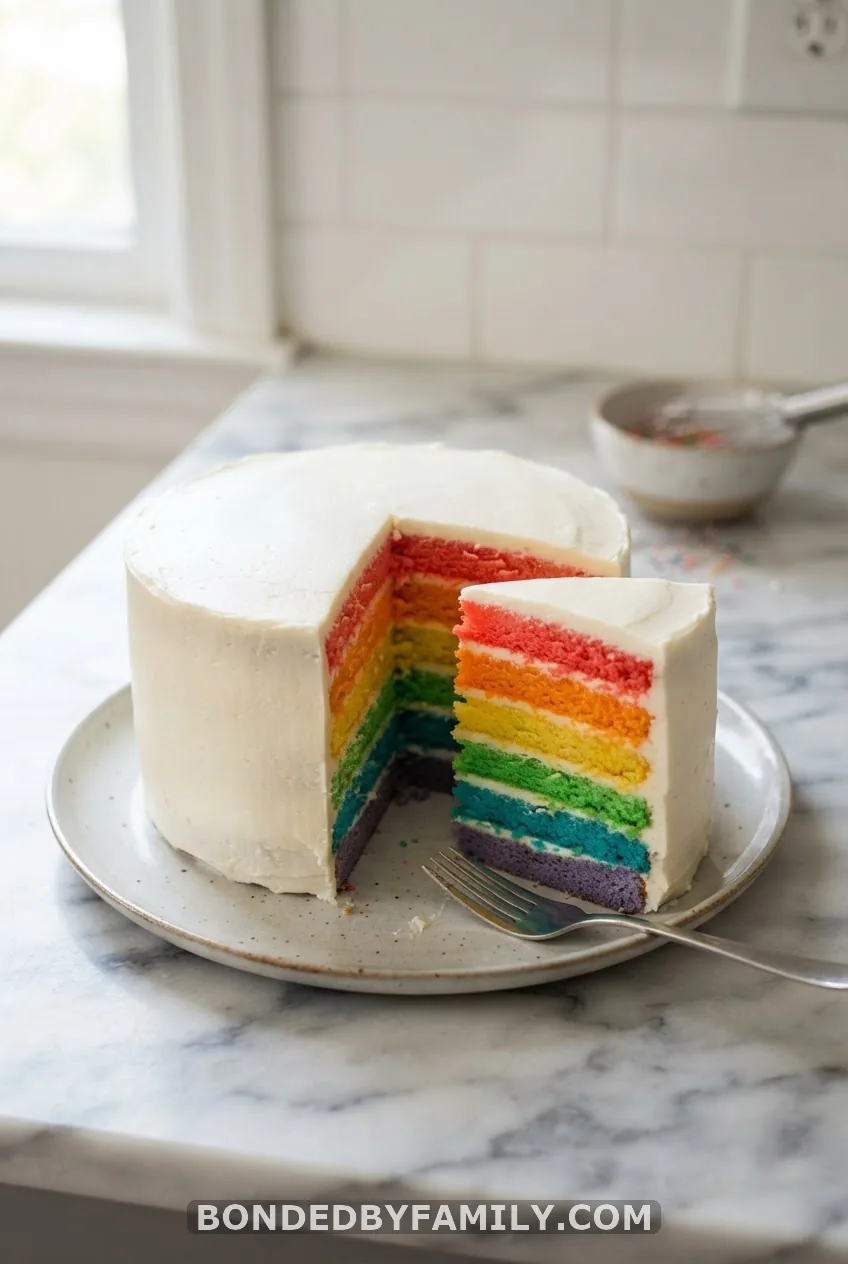 Rainbow Layered Surprise Cake