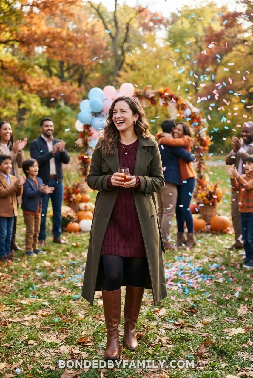 Fall or Winter Outdoor Gender Reveal Outfit