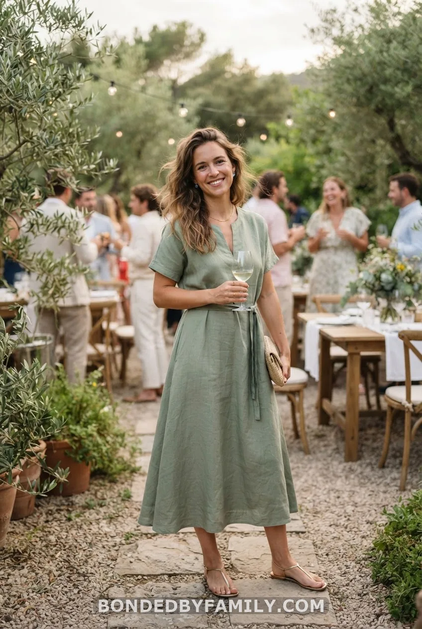 Neutral "No Pink or Blue" Guest Outfit