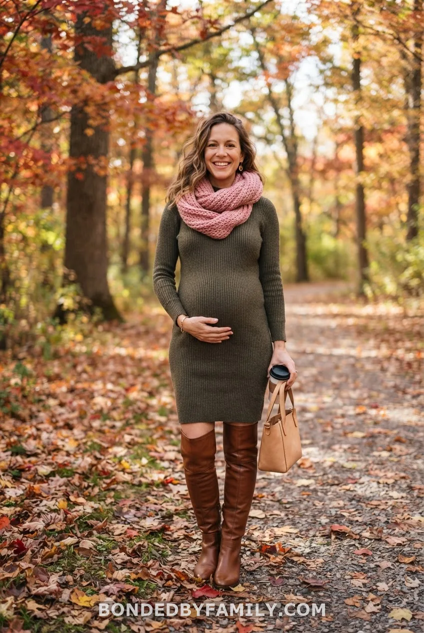 Sweater Dress, Over-the-Knee Boots & a Color-Cue Scarf
