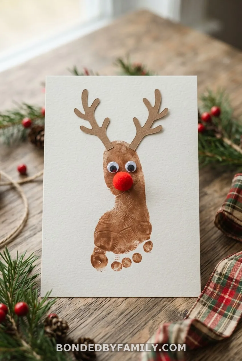 Footprint Reindeer Card