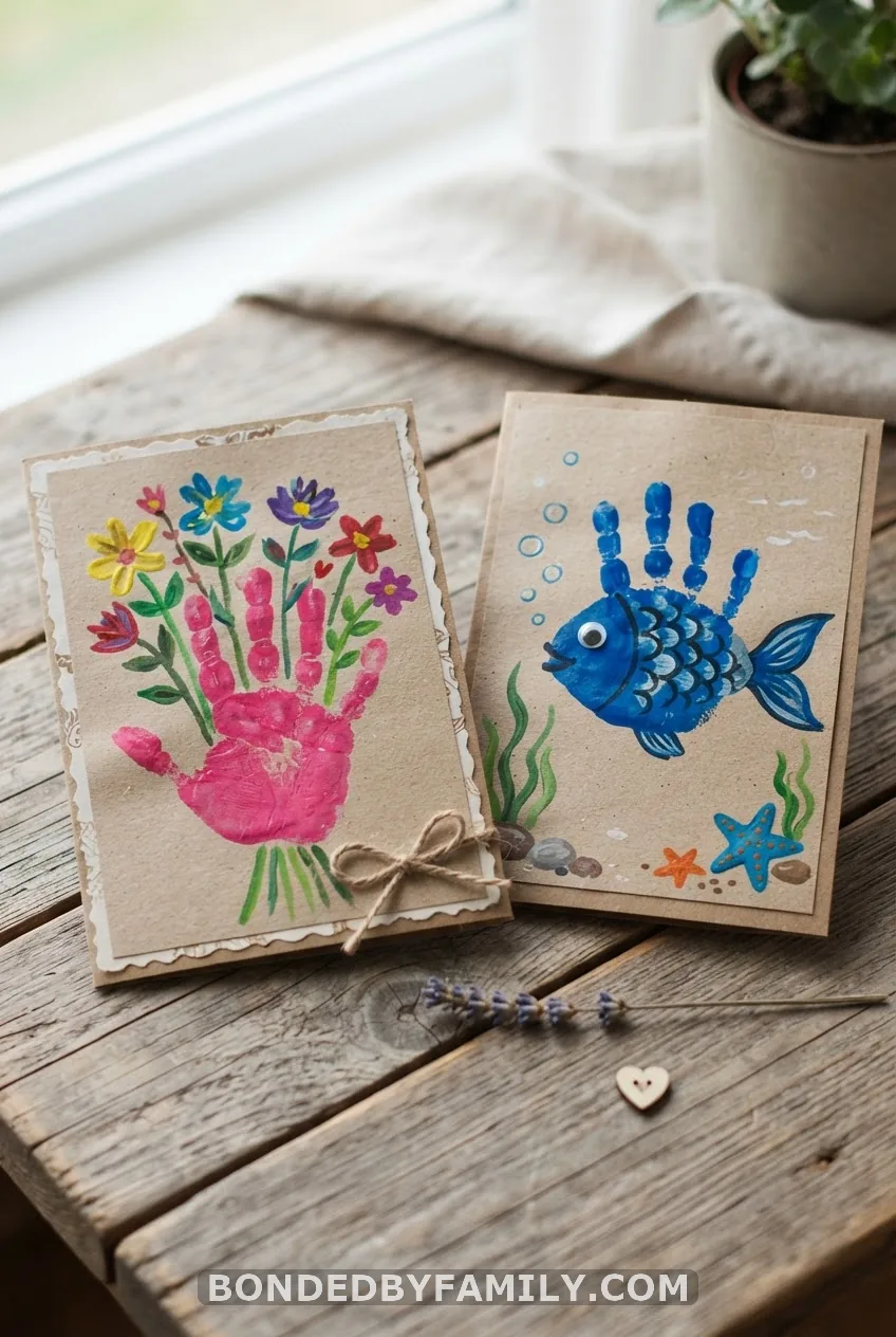 Handprint Bouquet and Handprint Fish Cards
