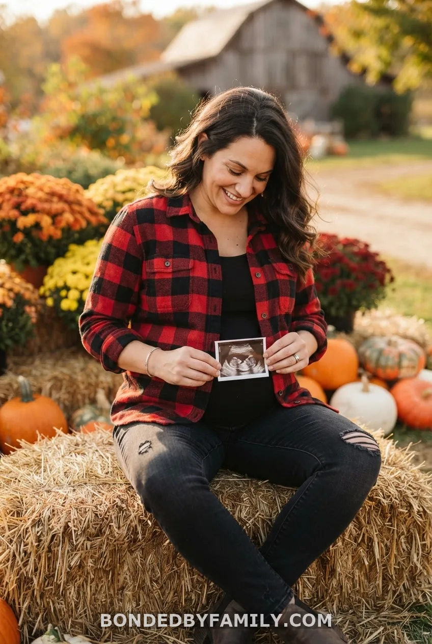 Flannel and Hay Bale Flat-Lay