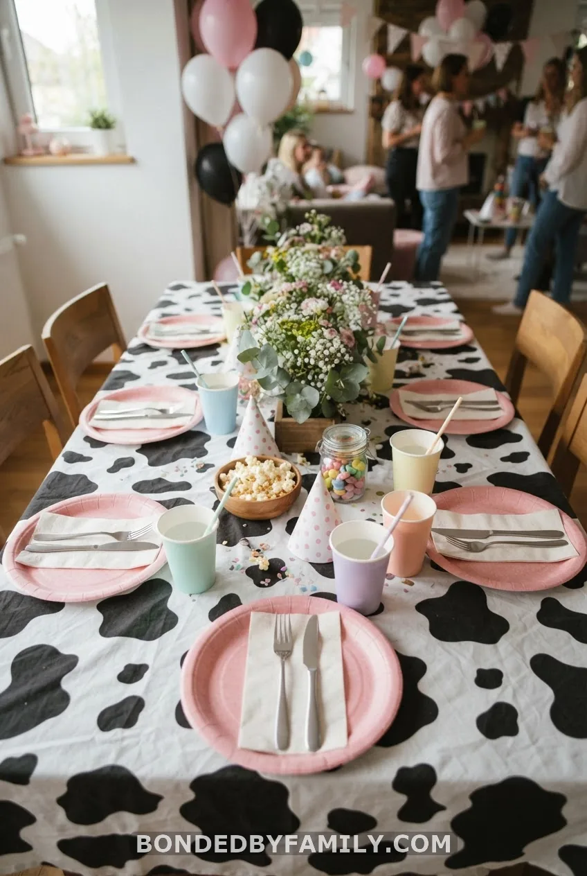 Set the Table With Cow Print and Pink Plates