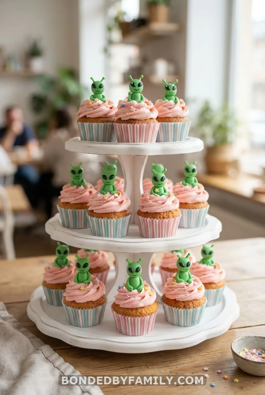 Add Alien Cupcakes With Pastel Accents