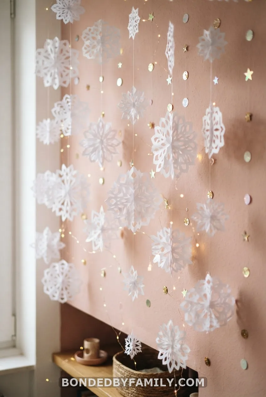 Snowflake and Sequin Accent Wall