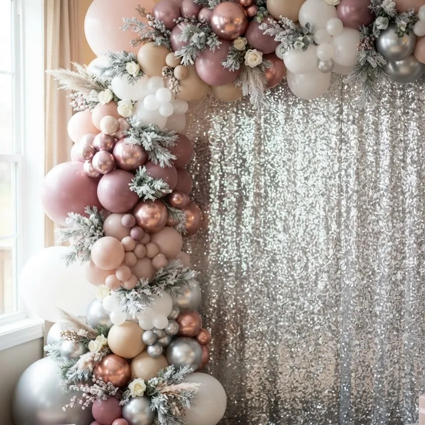 Pink Winter Wonderland Balloon Backdrop
