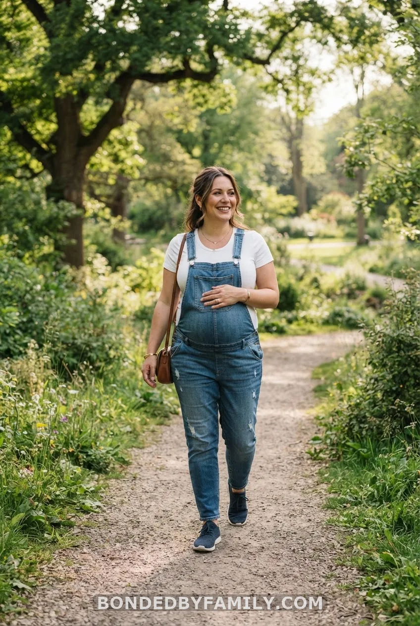 Denim Overalls Over a Bump Tee