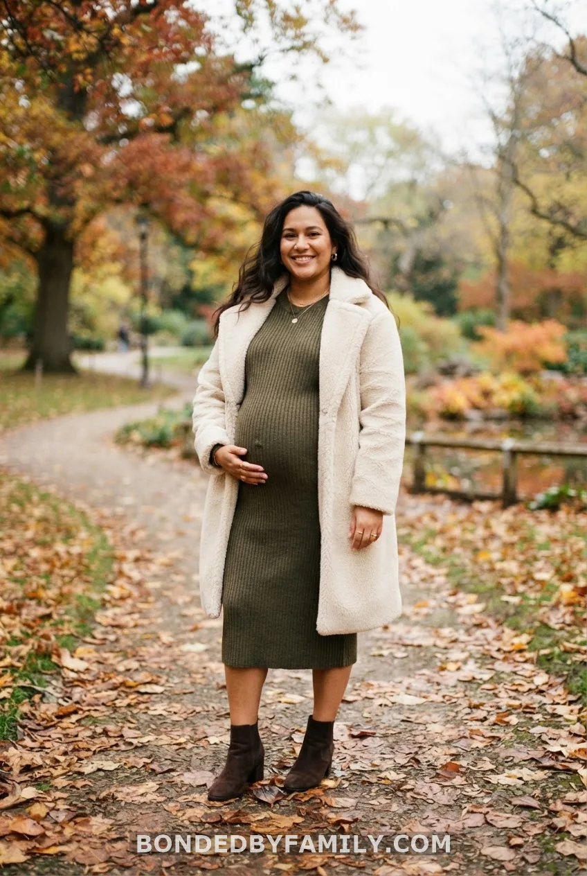 Knit Midi Dress + Teddy Coat