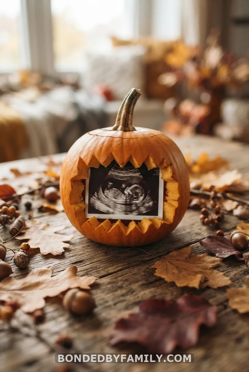Ultrasound Photo Tucked Inside a Mini Pumpkin