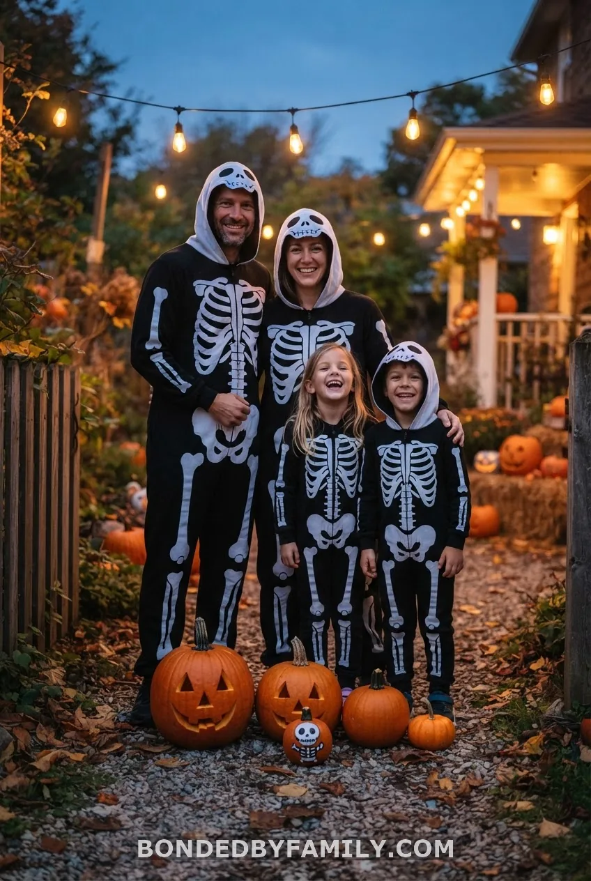 Skeleton Family Costume Pumpkin Reveal