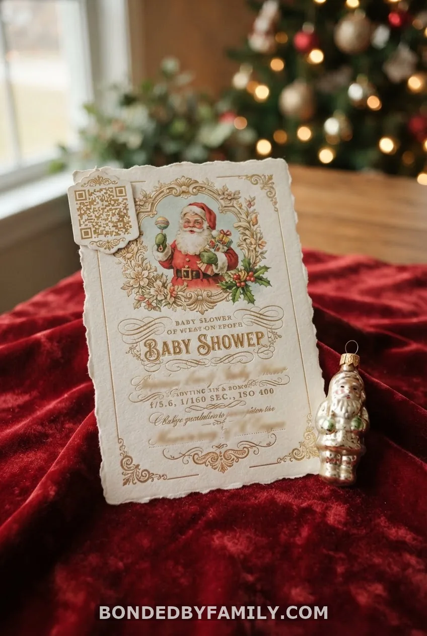 Vintage Santa Poster Invitation with QR Code RSVP