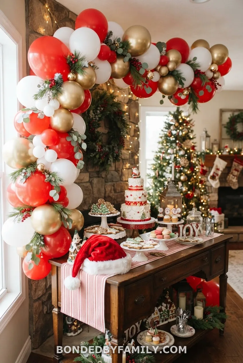 Red-and-White Balloon Garland Arch