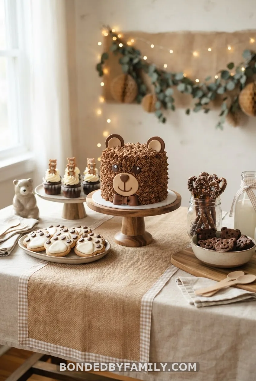 Classic Brown & Cream Teddy Bear Dessert Table