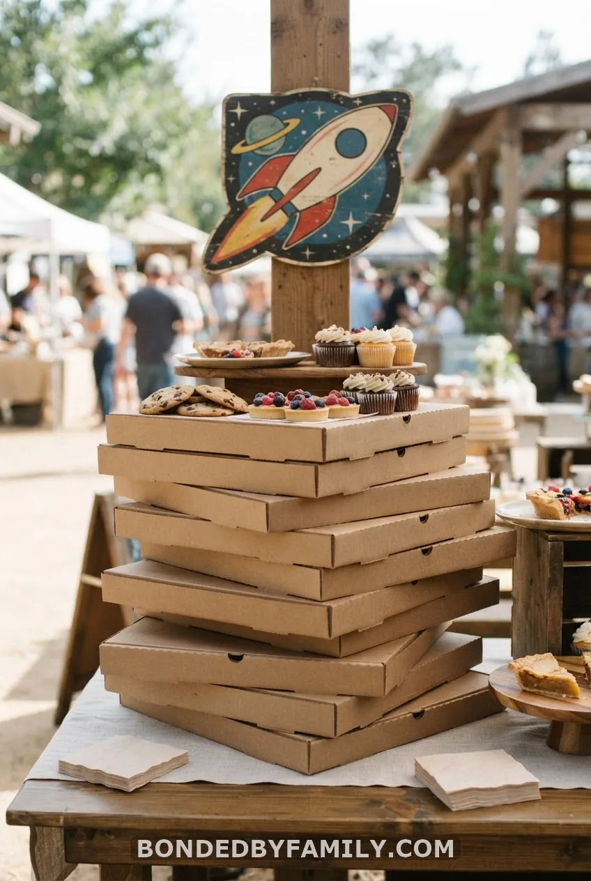 Repurpose Pizza Boxes as Pizza Planet Risers