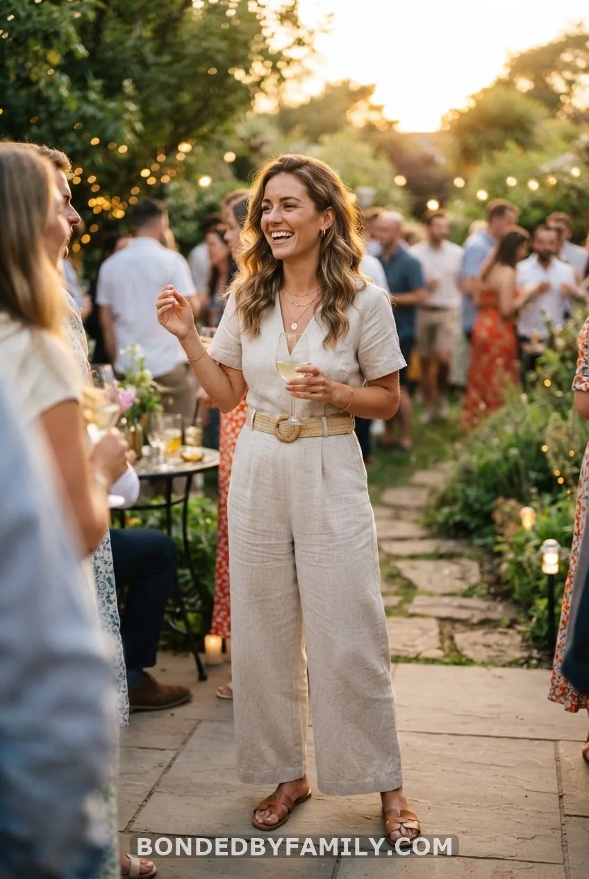 Neutral Linen Jumpsuit + Woven Belt