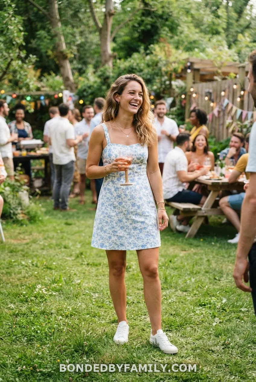 Cotton Sundress + White Sneakers