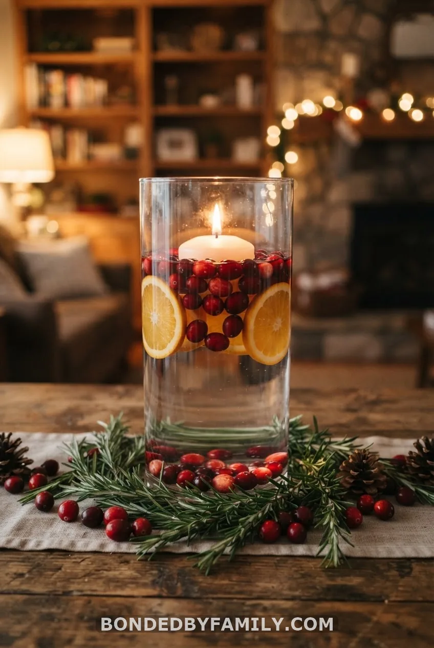 Cranberry & Citrus Floating Candle Centerpiece