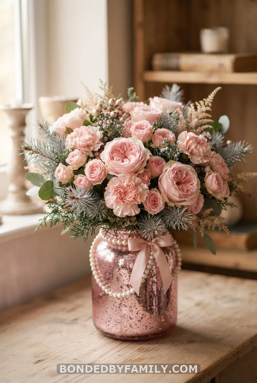 Pretty in Pink Winter Floral Centerpiece