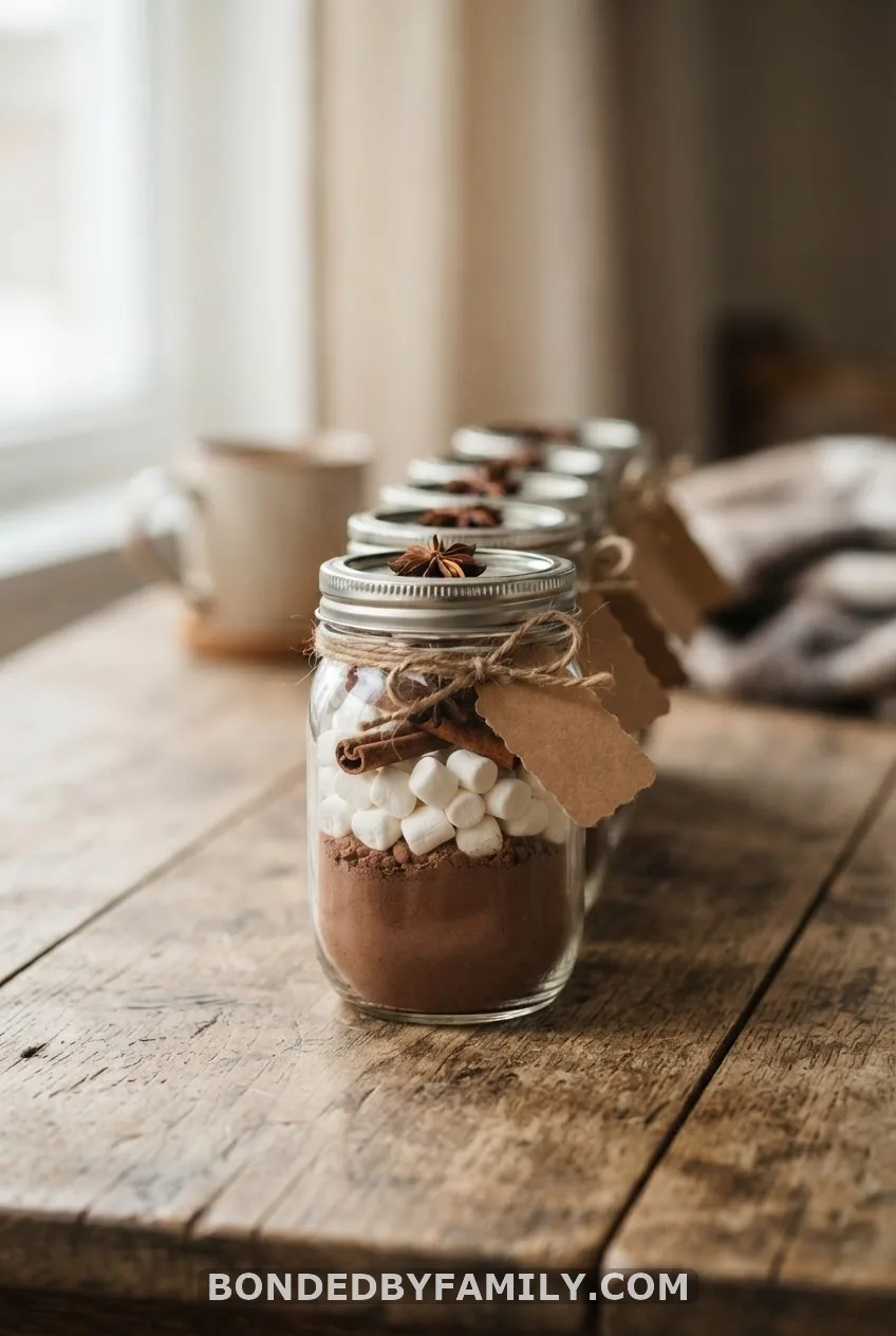 Hot Cocoa Favor Jars with "Warm Wishes" Tags