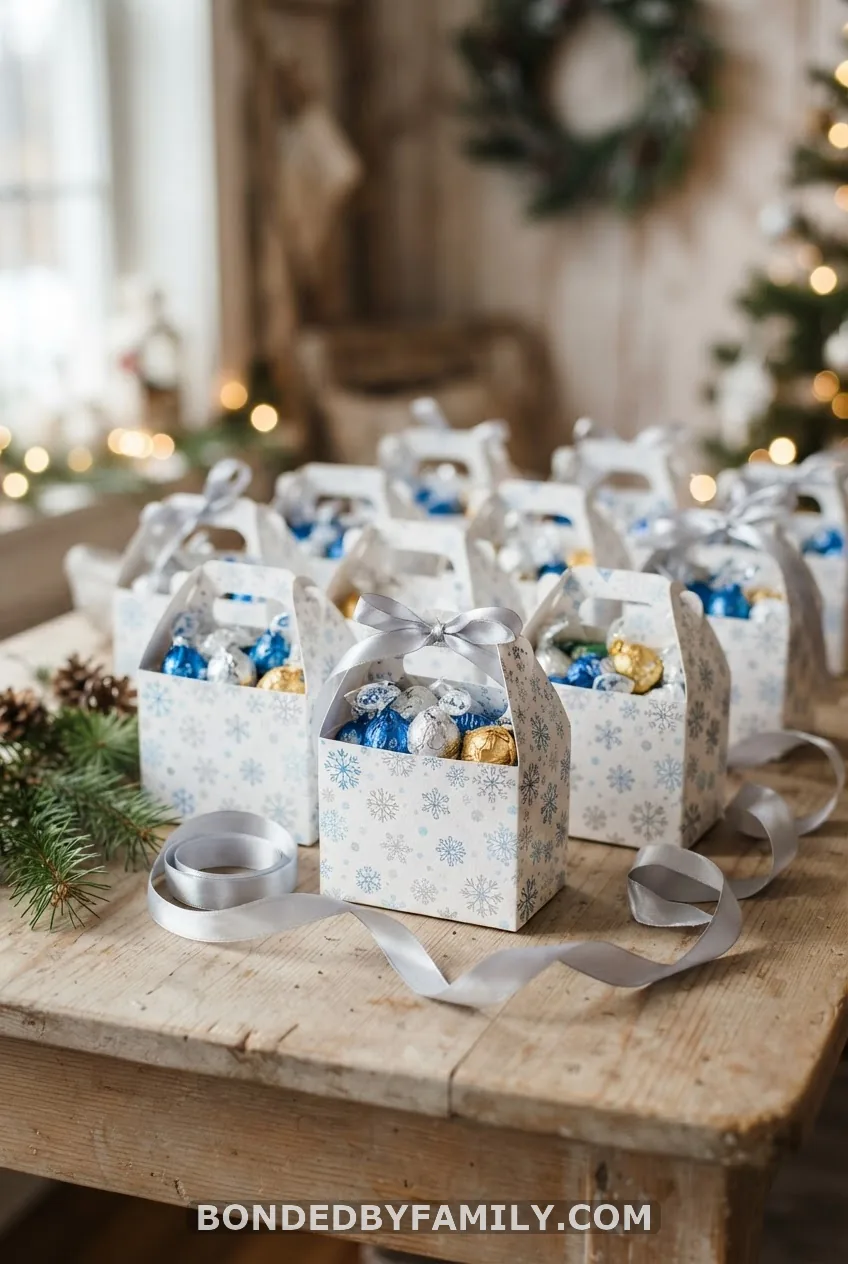 Snowflake Gable Boxes Filled with Candy