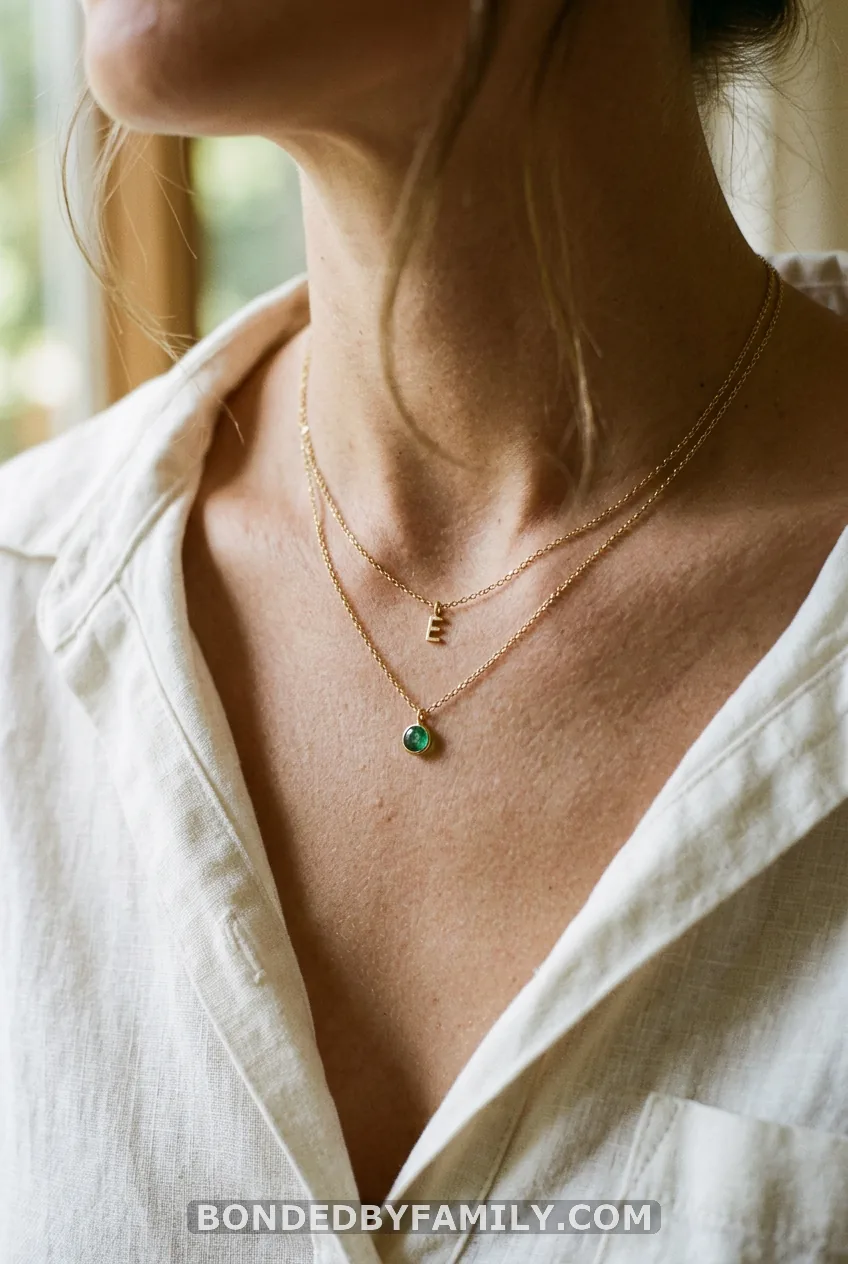 Initial or Birthstone Necklace, Layered