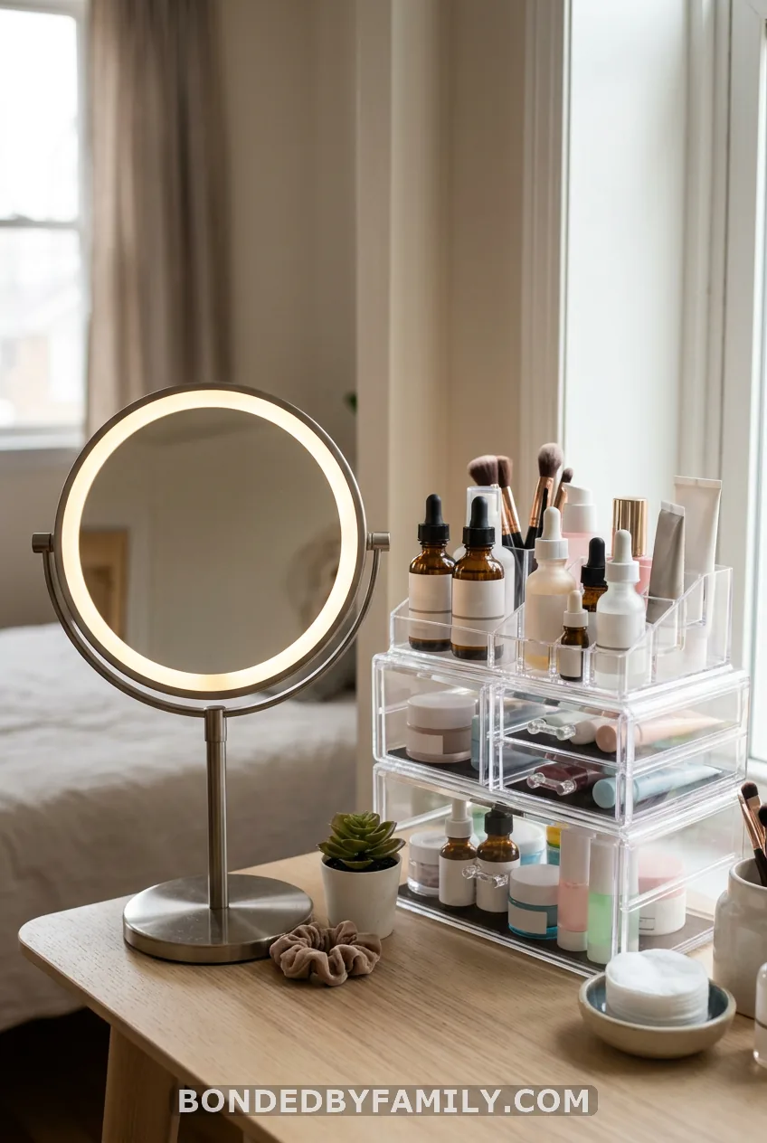 A Lighted Makeup Mirror or Mini Vanity