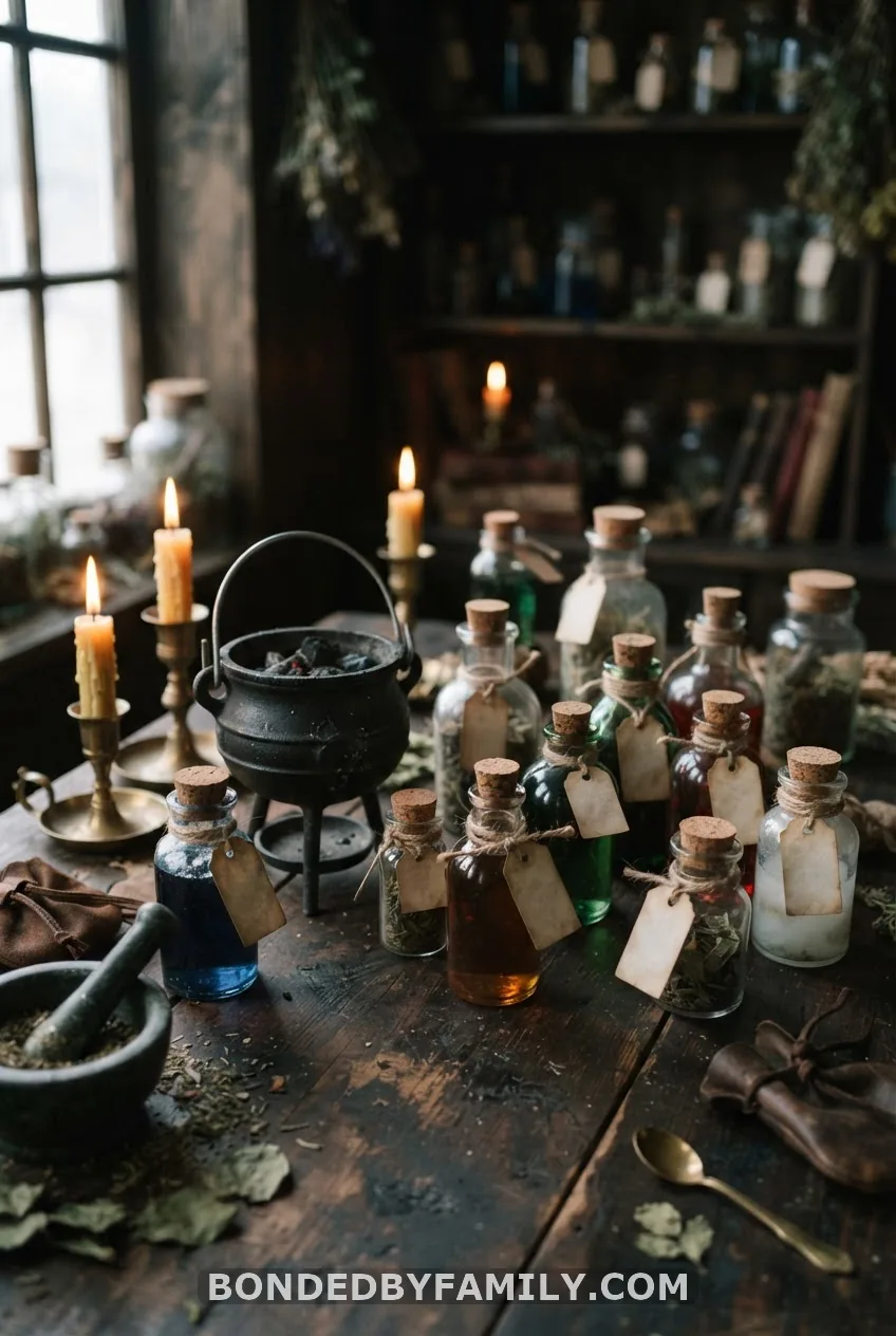 Potion Bottle Labels and Cauldron Signage