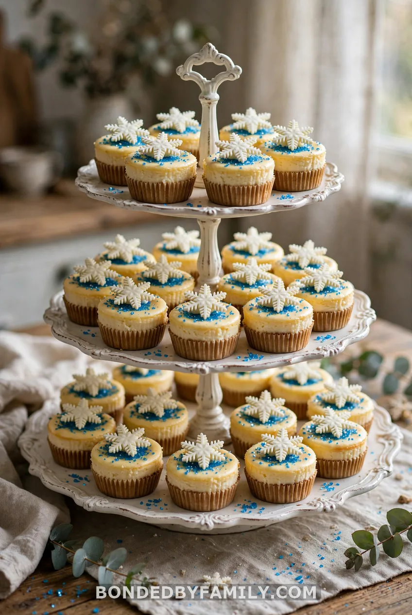 Mini Snowflake Cheesecakes