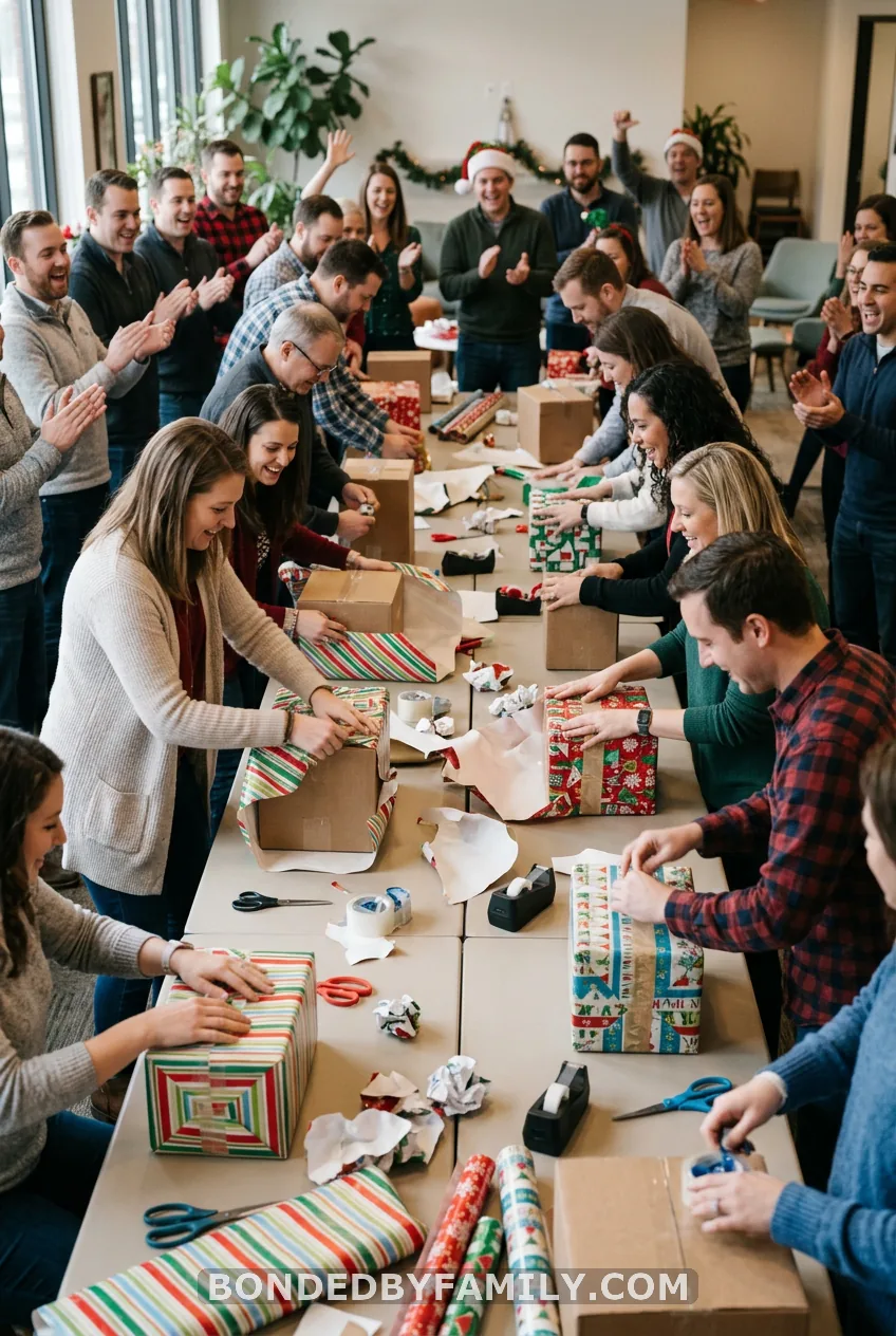 Gift Wrap Relay Race