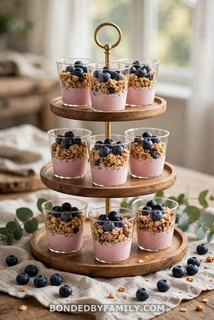 Pink Yogurt and Blueberry Granola Cups