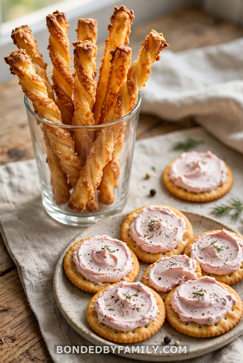 Cheese Straws and Cracker Stacks