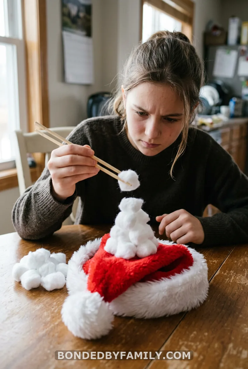 Santa Hat Cotton Ball Stack