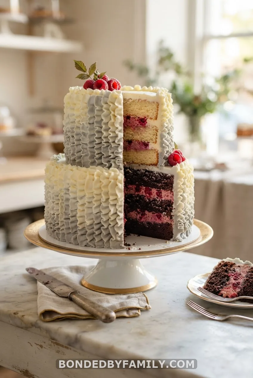 Grey, White and Yellow Ruffle Two-Tier (The Deep Dive)
