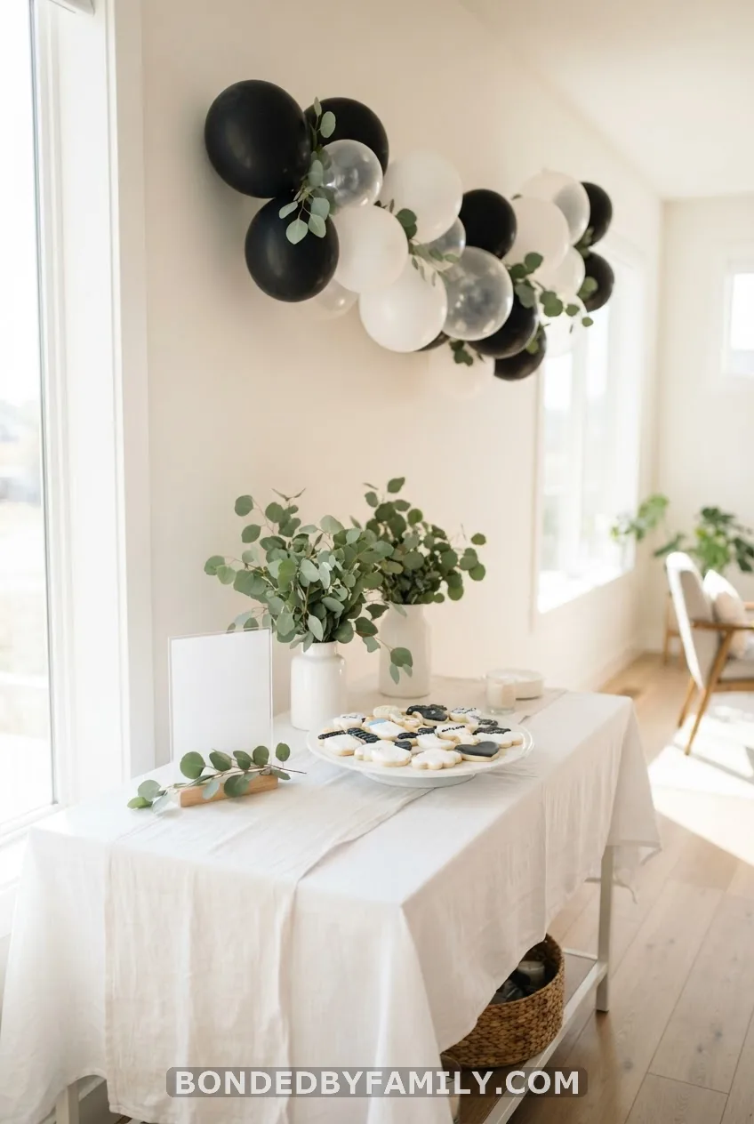 Modern Minimalist: Black, White and Eucalyptus