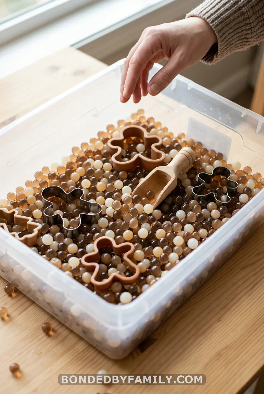 Gingerbread Water Beads Sensory Bin