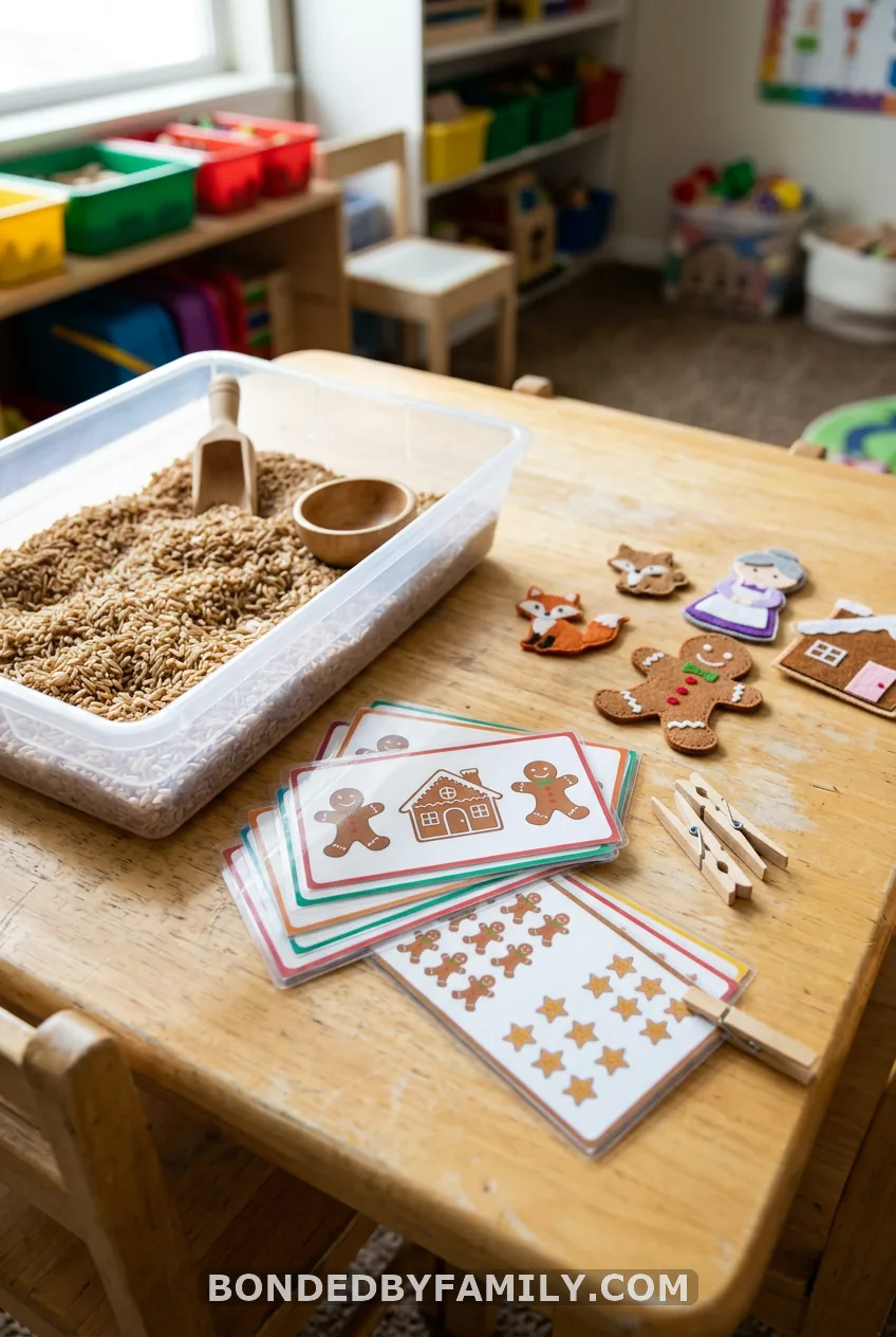 Gingerbread Unit Sensory Bin with Printable Activities