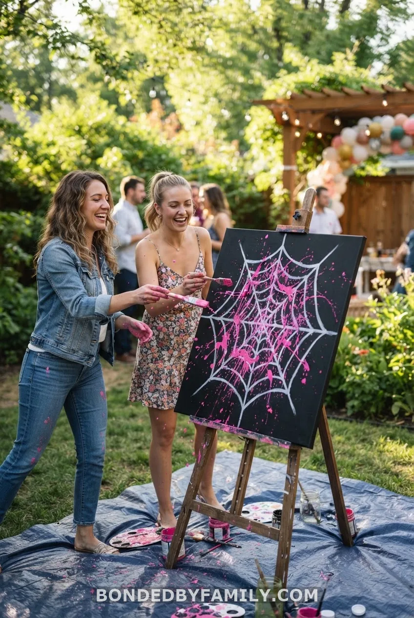 Spider-Web Splatter Paint Canvas