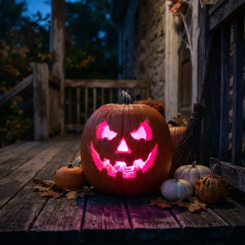 Carve-and-Reveal Pumpkin (Pink or Blue Glow)