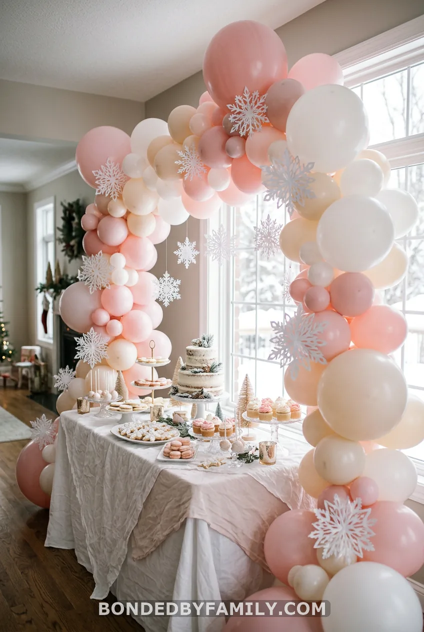 Pink Snowflake Balloon Arch