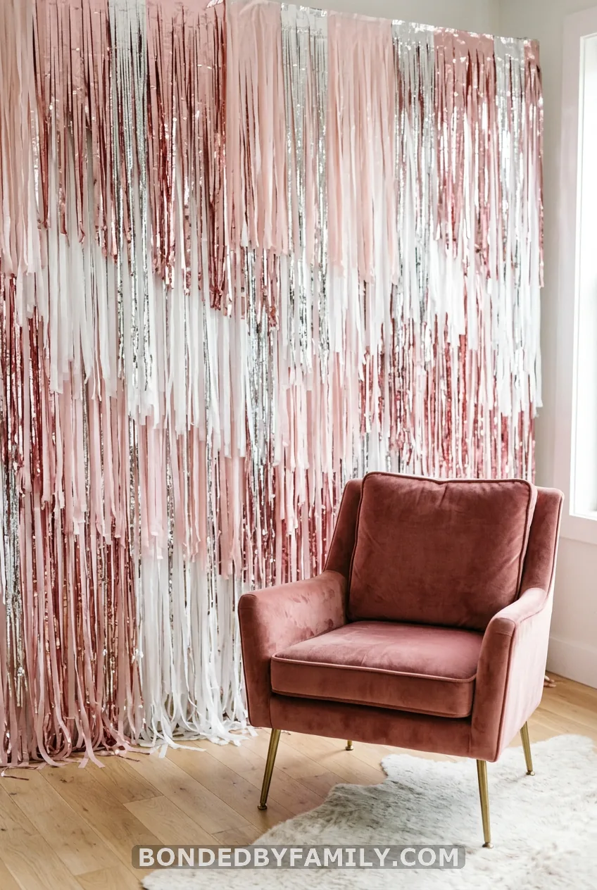 Blush Icicle and Tinsel Backdrop