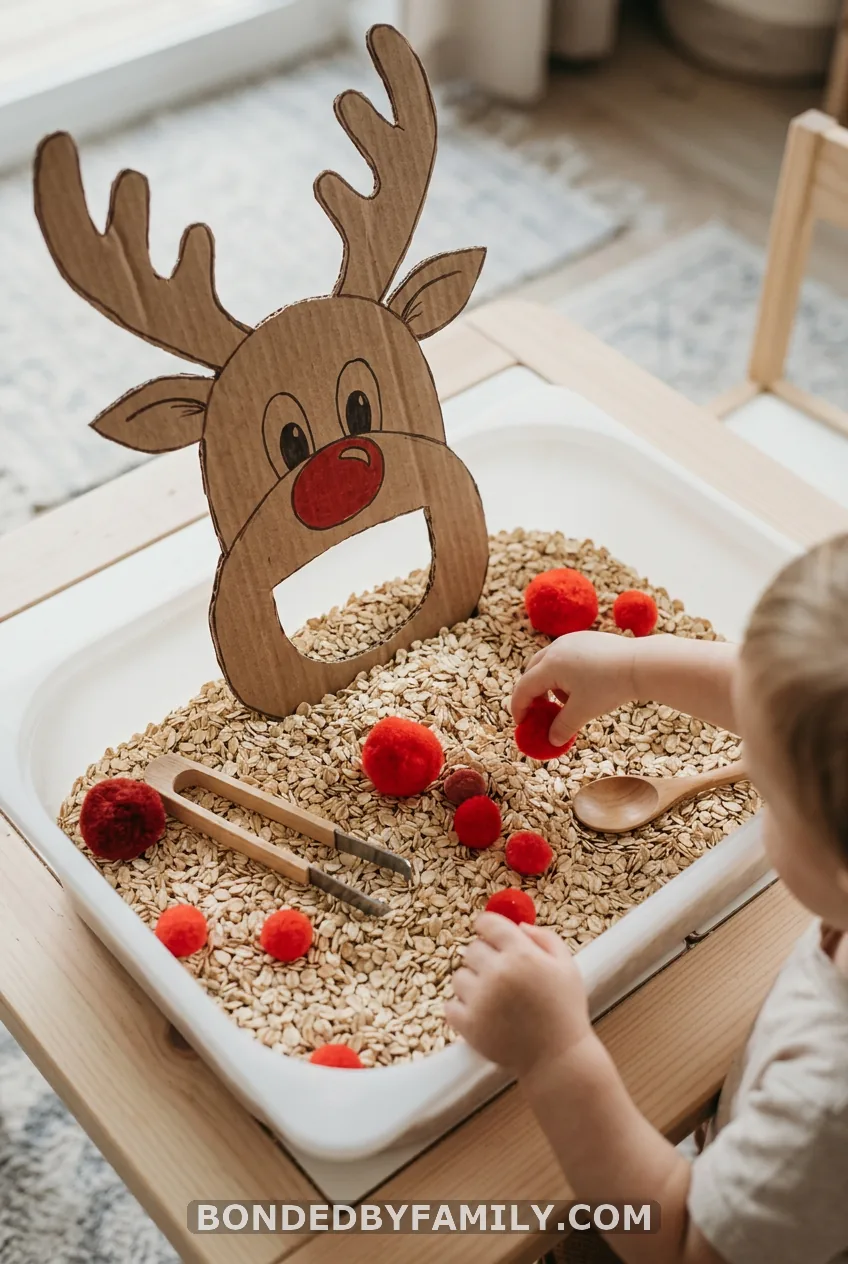 Feed the Reindeer Fine Motor Bin