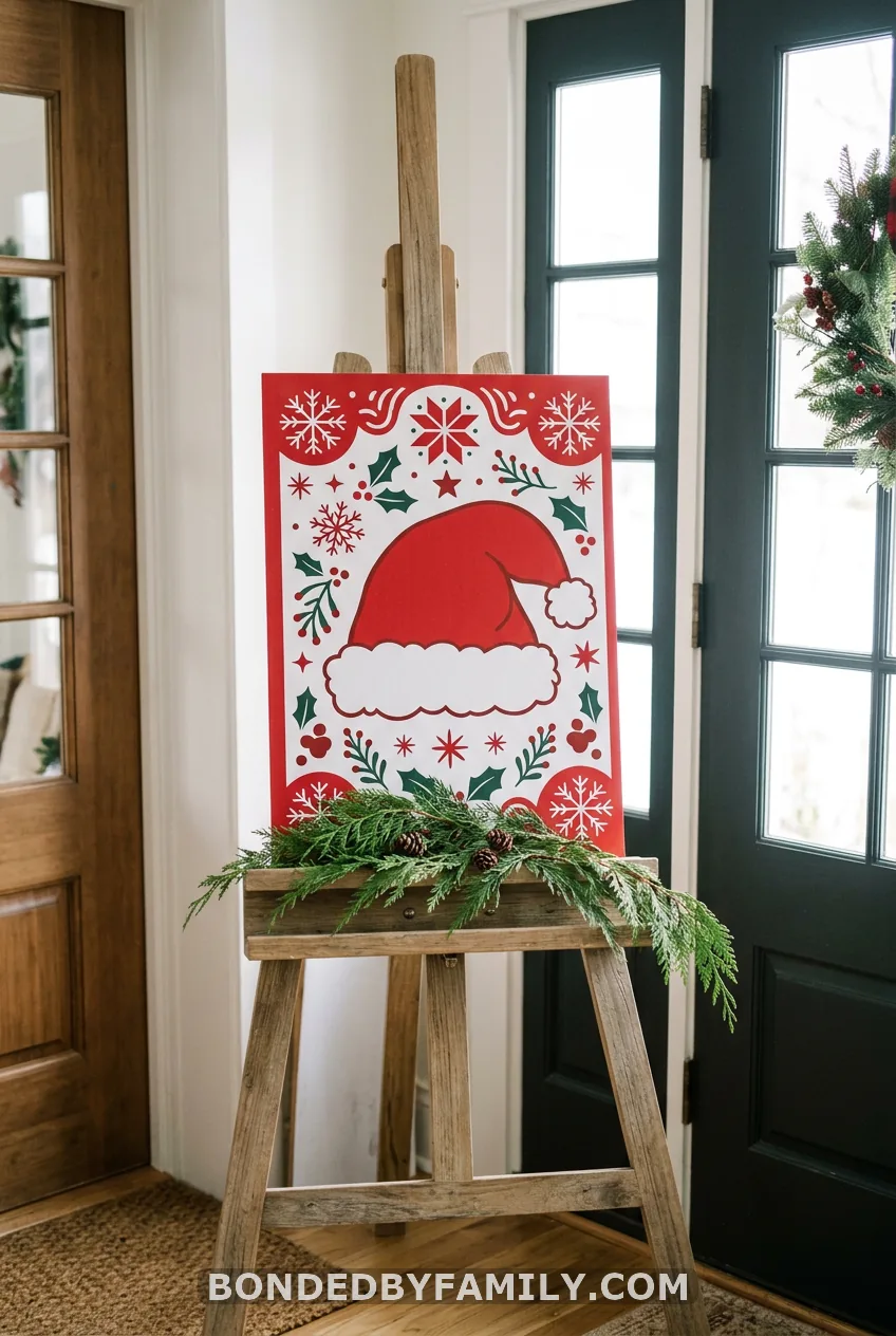 Santa Baby Welcome Sign on an Easel