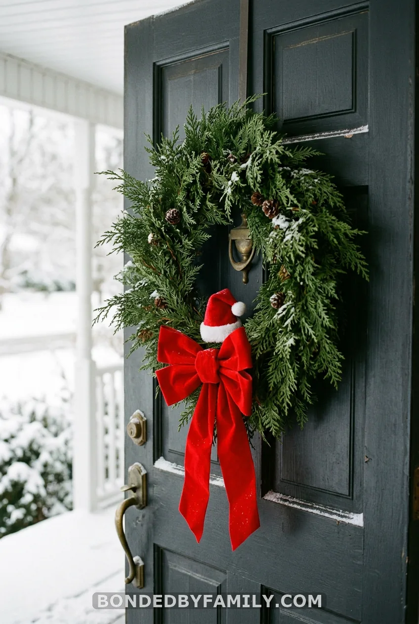 Cedar Wreath with a Red Velvet Bow